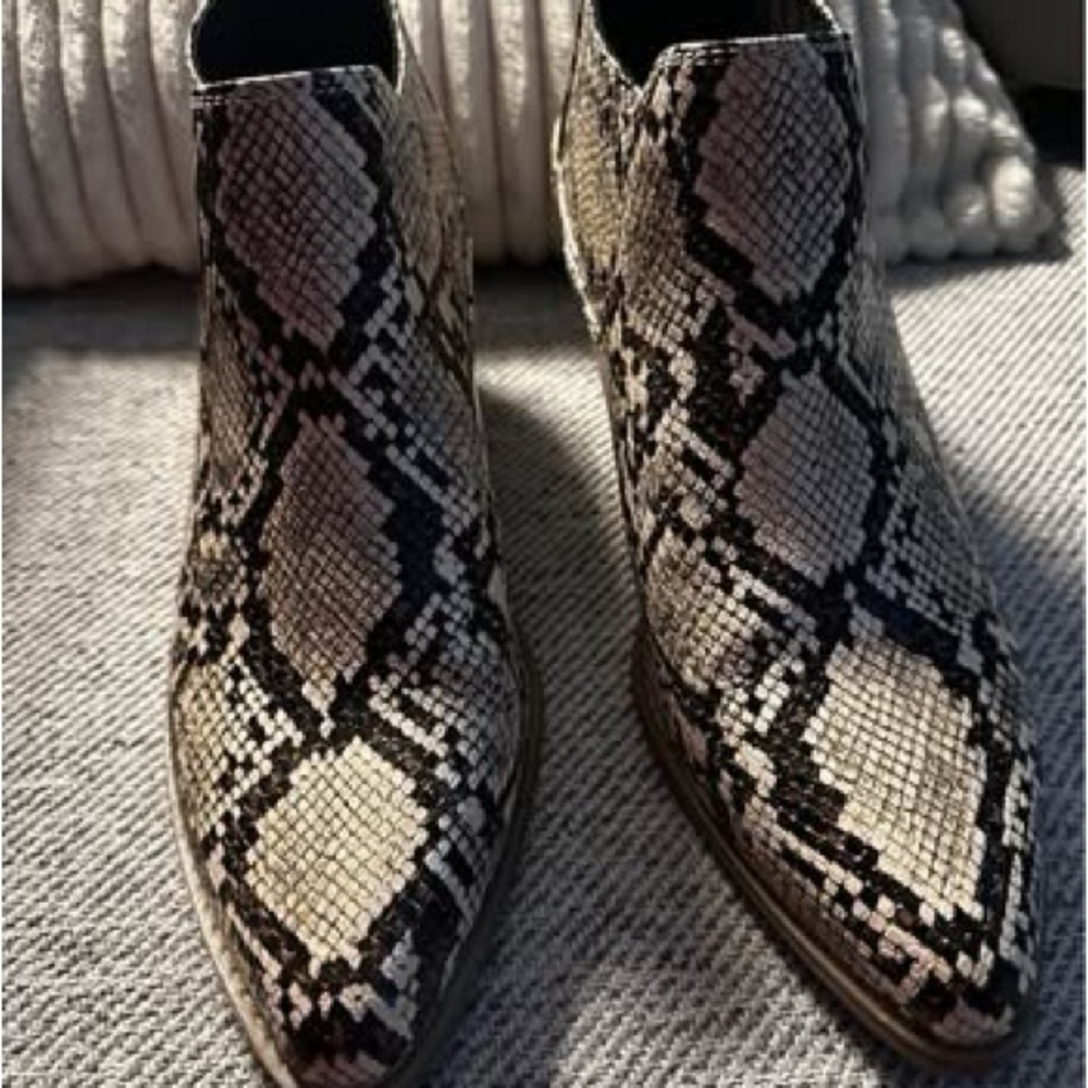 New Snakeskin Ankle Boots - Black and Cream